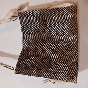 TAMBU Zebra Print Cowhide Convertible Shoulder Bag Tote